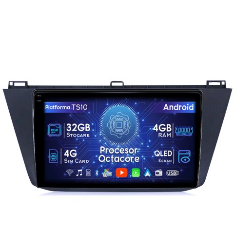VW Tiguan 2017-2019 - Navigatie dedicata Volkswagen Tiguan 2017-2019, 4GB RAM 32GB ROM, Octacore, Android 14, Display QLED 1K 10", DSP, Carplay&Android Auto, SIM 4G, Bluetooth, Ventilator Activ