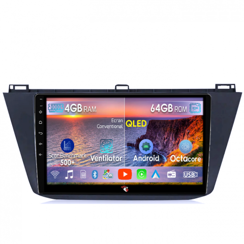 VW Tiguan 2017-2019 - Navigatie dedicata Volkswagen Tiguan 2017-2019, 4GB RAM 64GB ROM, Octacore, Android 14, Display QLED 10", DSP, Carplay, Android Auto, Internet, Youtube, Waze, WIFI, Bluetooth