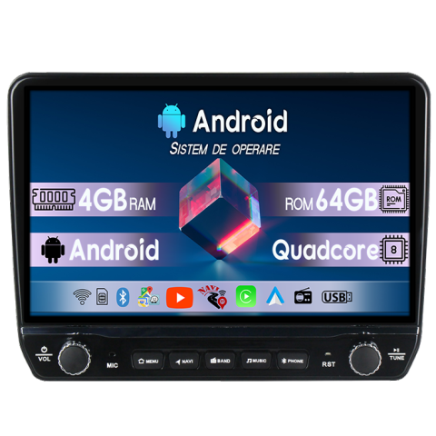 Touareg 2002-2012 - Navigatie dedicata Volkswagen Touareg 2002-2012 Tesla cu butoane rotative model 2024, 4GB RAM 64GB ROM, Procesor Quadcore, Android 14, Display QLED 10", DSP, Carplay&Android Auto