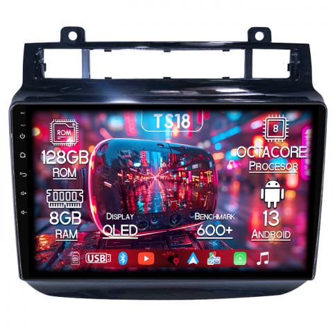 Volkswagen - Navigatie dedicata Volkswagen Touareg 2010-2018, 8GB RAM 128GB ROM, Octacore, Platforma TS18, Android 14, Display QLED 9”, Suporta camera 360º, DSP, Carplay&Android Auto, SIM 4G, Ventilator Activ
