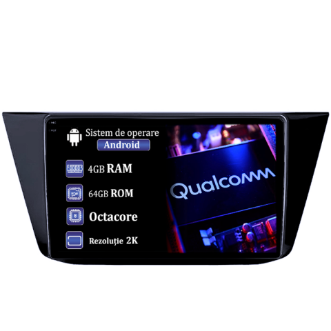 Touran 2015+ - Navigatie dedicata Volkswagen Touran 2014, 4GB RAM 64GB ROM, Procesor Qualcomm Octacore, Android 14, Rezolutie 2K, Display QLED 10", DSP, Carplay&Android Auto, SIM 4G