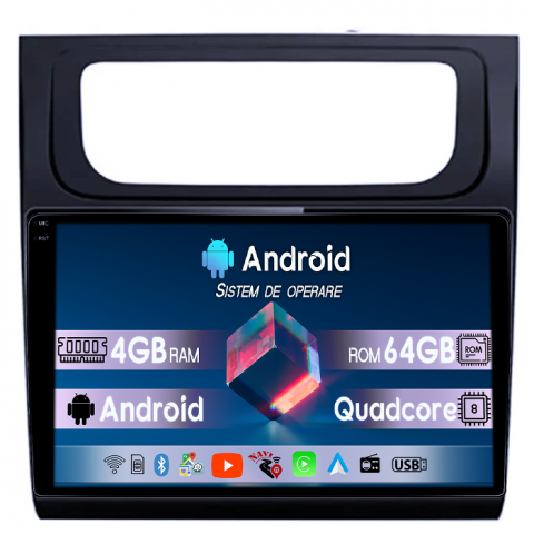 Volkswagen - Navigatie dedicata Volkswagen Touran 2014, 4GB RAM 64GB ROM, Quad Core, Display 10.1" QLED 1K, Carplay, Android 14, Bluetooth, Magazin Play, Suport Camere AHD