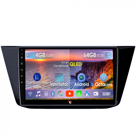 Navigatii Dedicate - Navigatie dedicata Volkswagen Touran 2015+, 4GB RAM 64GB ROM, Octacore, Android 14, Display QLED 10.1", DSP, Carplay, Android Auto, Internet, Youtube, Waze, WIFI, Bluetooth
