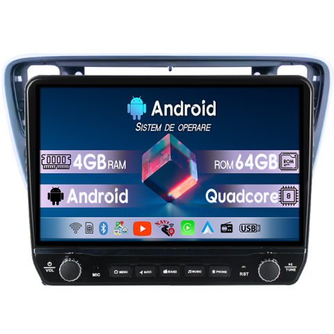 Citigo 2011-2019 - Navigatie dedicata Skoda Citigo 2011-2019 Tesla cu butoane rotative model 2024, 4GB RAM 64GB ROM, Procesor Quadcore, Android 14, Display QLED 10", DSP, Carplay&Android