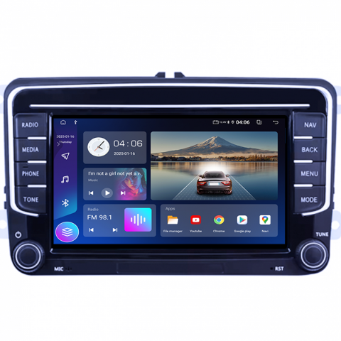 Navigatie dedicata Volkswagen, model 2023, 4GB RAM 64GB ROM, Quadcore, Android 14, Display QLED 7", DSP, Carplay&Android Auto, Suport camere AHD [1]