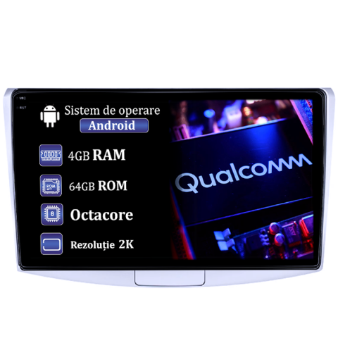 Passat B6 (2006-2011) - Navigatie dedicata Volkwagen Passat B6/B7 Gray, 4GB RAM 64GB ROM, Procesor Qualcomm Octacore, Android 14, Rezolutie 2K, Display QLED 9", DSP, Carplay&Android Auto, SIM 4G