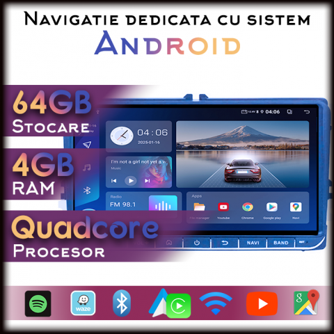 Superb 2 (2008-2015) - Navigatie dedicata Volkwagen (Resigiliata), 4GB RAM 64GB ROM, Quadcore, Android 14, Display 9", DSP, Carplay&Android Auto, Suport camere AHD
