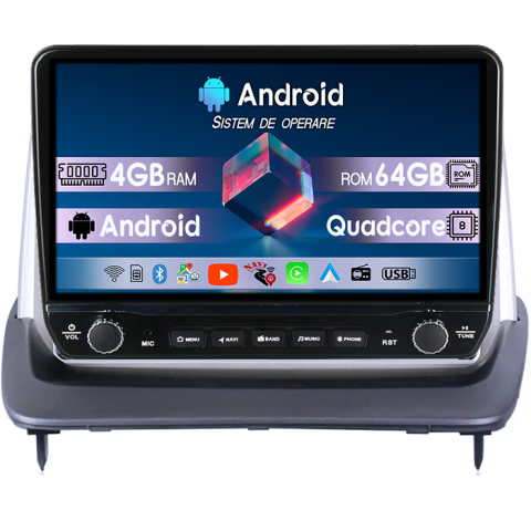 C70 - Navigatie dedicata Volvo S40, C30, C70 Tesla cu butoane rotative model 2024, 4GB RAM 64GB ROM, Procesor Quadcore, Android 14, Display QLED 10", DSP, Carplay&Android Auto