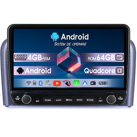 S80 1998-2006 - Navigatie dedicata Volvo S80 1998-2006 Tesla cu butoane rotative model 2024, 4GB RAM 64GB ROM, Procesor Quadcore, Android 14, Display QLED 10", DSP, Carplay&Android Aut