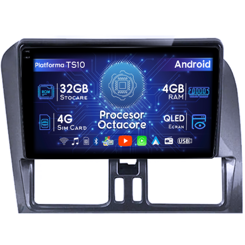 XC60 - Navigatie dedicata Volvo XC60 2008-2014, 4GB RAM 32GB ROM, Octacore, Android 14, Display QLED 1K 9", DSP, Carplay&Android Auto, SIM 4G, Bluetooth, Ventilator Activ