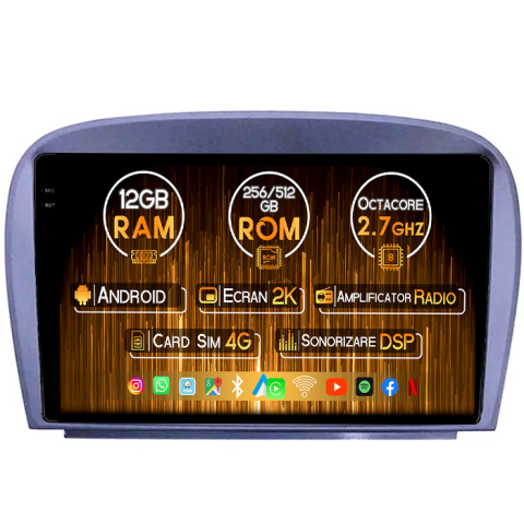 Navigatii Dedicate - Navigatie dedicata Smart Fortwo 2016, 12GB RAM 256GB ROM, Android 14, Rezolutie 2K, Display QLED, 10", DSP, Carplay, Android Auto, Internet, Youtube, Waze, Wi Fi, USB