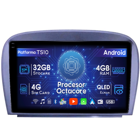Navigatii Dedicate - Navigatie dedicata Smart Fortwo 2016, 4GB RAM 32GB ROM, Octacore, Android 14, Display QLED  10", DSP, Carplay&Android Auto, SIM 4G, Bluetooth, Ventilator Activ