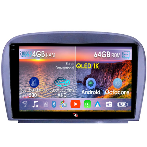 Navigatii Dedicate - Navigatie dedicata Smart Fortwo 2016, 4GB RAM 64GB ROM, Octacore, Android 14, Display QLED 10", DSP, Carplay&Android Auto, SIM 4G, Ventilator Activ