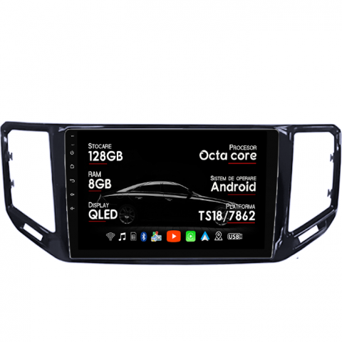 VW Atlas 2017+ - Navigatie dedicata VW Atlas 2017+, 8GB RAM 128GB ROM, Octacore, Platforma TS18, Android 14, Display QLED 10”, Suporta camera 360º, DSP, Carplay&Android Auto, SIM 4G, Ventilator Activ