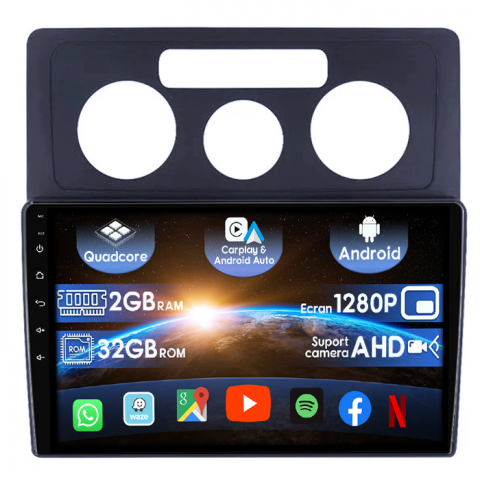 VW Caddy 3 2004-2014 - Navigatie dedicata VW Caddy 3 2004-2014, Android 14, Wireless Carplay si Android auto 2GB RAM 32 ROM, Display IPS, 10 inch, Microfon Extern