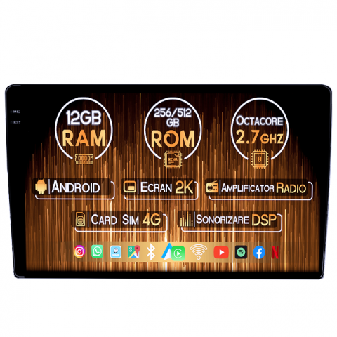 Passat B5 (1996-2005) - Navigatie dedicata VW Passat B5 1996-2005, 12GB RAM 256GB ROM, Android 14, Rezolutie 2K, Display QLED, 9", DSP, Carplay, Android Auto, Internet, Youtube, Waze, Wi Fi, USB
