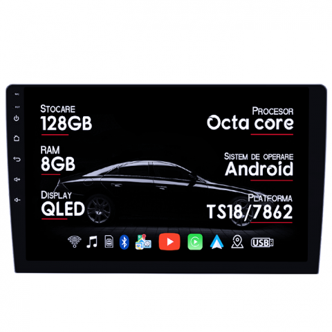 Volkswagen - Navigatie dedicata VW Passat B5 1996-2005, 8GB RAM 128GB ROM, Octacore, Platforma TS18, Android 14, Display QLED 9”, Suporta camera 360º, DSP, Carplay&Android Auto, SIM 4G, Ventilator Activ