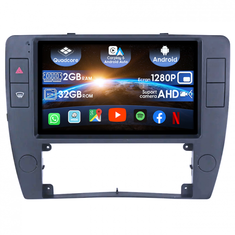 Navigatii 2GB RAM - (Resigilata) Navigatie dedicata VW Passat B5 2000-2005,2GB RAM 32GB ROM, Quad Core, Display 9" IPS Full HD, Carplay, Android 14, Bluetooth, Magazin Play, Suport camere AHD