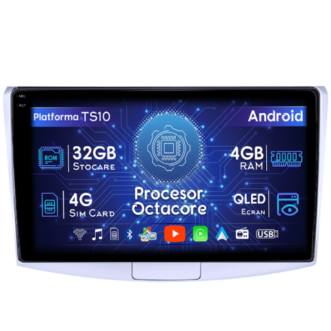 Passat CC 2009-2018 - Navigatie dedicata VW Passat B6/B7/CC Gri, 4GB RAM 32GB ROM, Octacore, Android 14, Display QLED  10", DSP, Carplay&Android Auto, SIM 4G, Bluetooth, Ventilator Activ