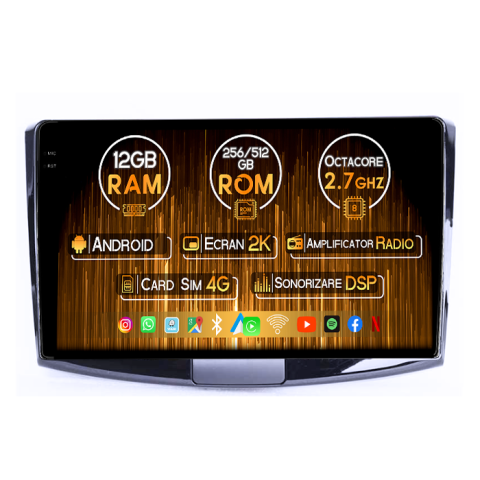 Passat CC 2009-2018 - Navigatie dedicata VW Passat B6/B7/CC Negru, 12GB RAM 256GB ROM, Android 14, Rezolutie 2K, Display QLED, 10", DSP, Carplay, Android Auto, Internet, Youtube, Waze, Wi Fi, USB
