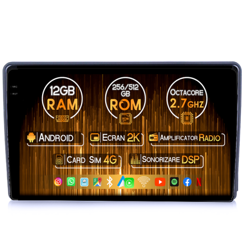 Camry 1997-2002 - Navigatie dedicata Toyota Camry 1997-2002, 12GB RAM 256GB ROM, Android 14, Rezolutie 2K, Display QLED, 9", DSP, Carplay, Android Auto, Internet, Youtube, Waze, Wi Fi, USB