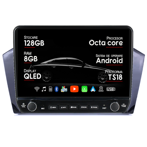 Navigatii Dedicate - Navigatie dedicata VW Passat B8 2015-2018 Tesla Style model 2024, Android, Carplay&Android Auto, 10 inch , 8+128GB, Internet, Aplicatii, Waze, GPS