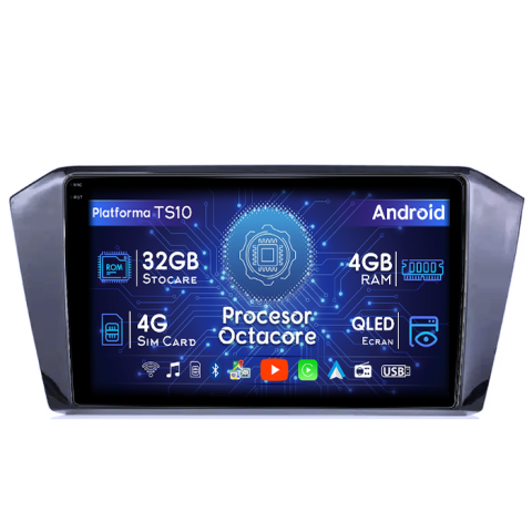 Passat B8 2015-2018 - Navigatie dedicata VW Passat B8 2015-2018, 4GB RAM 32GB ROM, Octacore, Android 14, Display QLED 1K 10", DSP, Carplay&Android Auto, SIM 4G, Bluetooth, Ventilator Activ