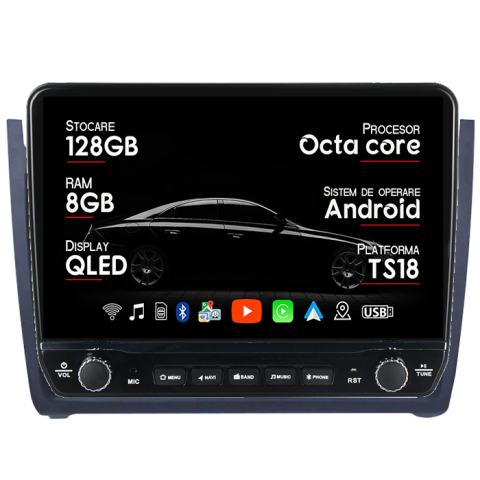 Navigatii Dedicate - Navigatie dedicata VW Polo Golf Passat Tesla Style model 2024, Android, Carplay&Android Auto, 10 inch , 8+128GB, Internet, Aplicatii, Waze, GPS