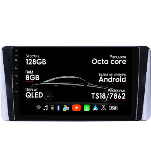 Polo 6 2020-2022 - Navigatie dedicata VW Polo 6 2020-2022, 8GB RAM 128GB ROM, Octacore, Platforma TS18, Android 14, Display QLED 9”, Suporta camera 360º, DSP, Carplay&Android Auto, SIM 4G, Ventilator Activ