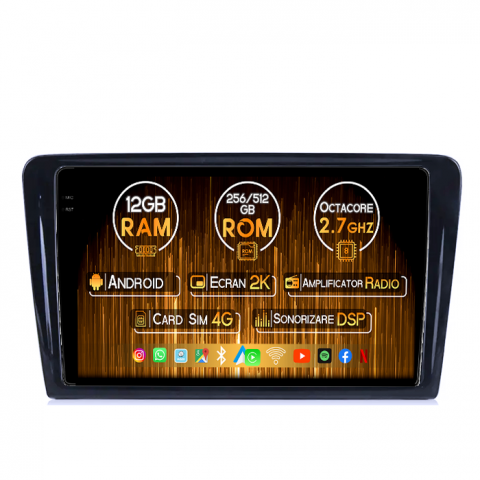 Volkswagen - Navigatie dedicata VW Santana 2013-2017, 12GB RAM 256GB ROM, Android 14, Rezolutie 2K, Display QLED, 9", DSP, Carplay, Android Auto, Internet, Youtube, Waze, Wi Fi, USB
