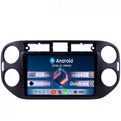 Volkswagen - Navigatie dedicata VW Tiguan 2007-2016, Golf 5/6, 4GB RAM 64GB ROM, Quad Core, Display 9" QLED 1K, Carplay, Android 14, Bluetooth, Magazin Play, Suport Camere AHD