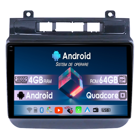 Touareg 2012-2017 - Navigatie dedicata VW Touareg 2012-2017, 4GB RAM 64GB ROM, Quadcore, Android 14, Display QLED  9", DSP, Carplay&Android Auto, Suport camere AHD