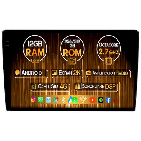 Touareg 2002-2012 - Navigatie dedicata VW Touareg 2003-2010, 12GB RAM 256GB ROM, Android 14, Rezolutie 2K, Display QLED, 9", DSP, Carplay, Android Auto, Internet, Youtube, Waze, Wi Fi, USB