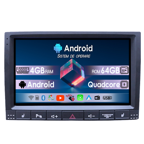 Touareg 2002-2012 - Navigatie dedicata VW Touareg 2002-2012, 4GB RAM 64GB ROM, Quadcore, Android 14, Display QLED  9", DSP, Carplay&Android Auto, Suport camere AHD