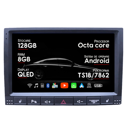 Touareg 2002-2012 - Navigatie dedicata VW Touareg 2002-2012, 8GB RAM 128GB ROM, Octacore, Platforma TS18, Android 14, Display QLED 9", Suporta camera 360", DSP, Carplay&Android Auto, Ventilator Activ