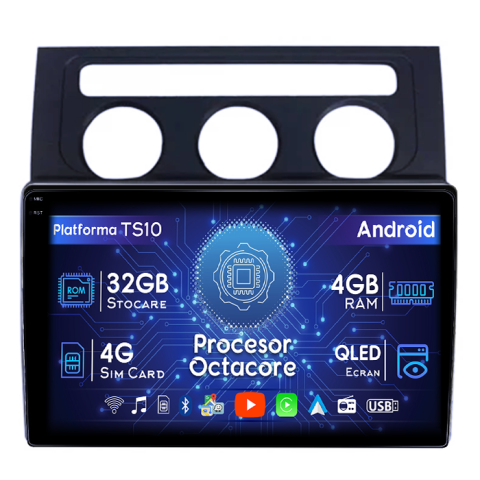 Volkswagen - Navigatie dedicata VW Touran 2003-2015, 8GB RAM 128GB ROM, Octacore, Platforma 7862,Android 14, Display QLED 1K 9”, Suporta camera 360º, DSP, Carplay&Android Auto, SIM 4G, Ventilator Activ