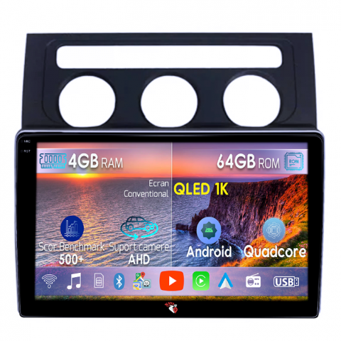 Touran (2003-2015) - Navigatie dedicata VW Touran 2003-2015, 4GB RAM 64GB ROM, Octacore, Android 14, Display QLED 1K 9", DSP, Carplay&Android Auto, SIM 4G, Ventilator Activ