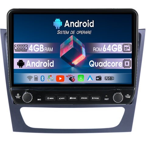 Mercedes-Benz - Navigatie dedicata Mercedes w211 Tesla cu butoane rotative model 2024, 4GB RAM 64GB ROM, Procesor Quadcore, Android 14, Display QLED 10", DSP, Carplay&Android Auto