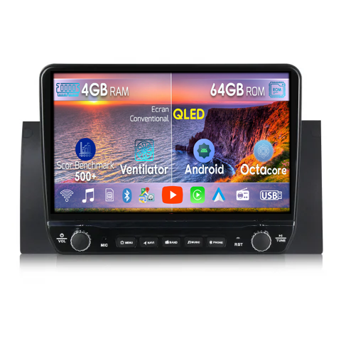 BMW X5 - Navigatie dedicata X5 1999-2006 cu butoane rotative model 2024, 4 GB RAM 64 ROM, Quadcore, Android 13, Display QLED, 9", DSP, Carplay, Android Auto, Internet, Youtube , Waze , WI-FI