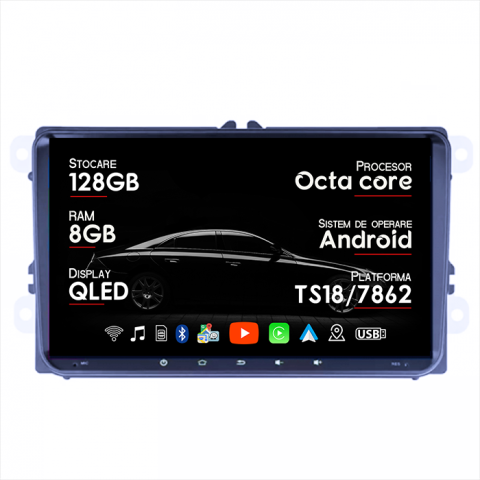 Beetle 2011-2019 - Navigatie dedicataVolkwagen, 8GB RAM 128GB ROM, Octacore, Platforma TS18, Android 14, Display QLED 9", DSP, Carplay&Android Auto, SIM 4G, Ventilator Activ