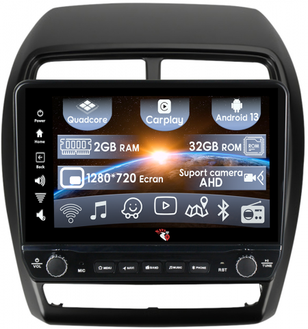 ASX 2016-2022 - Navigatie dedicata Mitsubishi ASX 2016-2020 cu butoane rotative model 2024, 9 Inch, 2GB RAM 32GB ROM, Quadcore, Android 13, WiFi, Bluetooth, Magazin Play