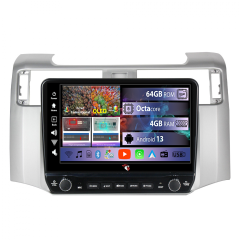 4Runner 2009-2017 - Navigatie dedicata Toyota 4runner 2009-2017 cu butoane rotative model 2024, 4 GB RAM 64 ROM, Quadcore, Android 13, Display QLED, 9", DSP, Carplay, Android Auto, Internet, Youtube
