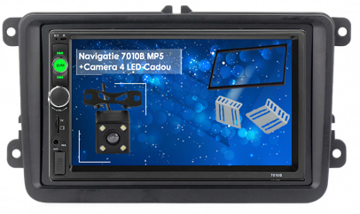 Roomster - Navigatie MirrorLink mp5 player auto 7010B compatibil cu Skoda, Rama 2Din, Suporti prindere, camera marsarier 4 led night-vision, Bluetooth, Divix , AVI , USB , SD C