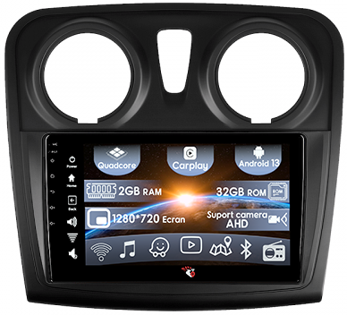 Dacia - (Resigilata) Navigatie dedicata 2GB RAM 32GB ROM, Dacia Logan 2 2012-2019, Quad Core, Carplay, Ecran FullHD Display 9 Inch, Hotspot, Android 13, Bluetooth, Magazin Play,COMENZI VOLAN - Camera AHD