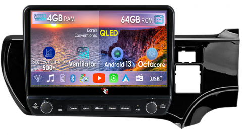 Aqua 2011-2017 Right - Navigatie dedicata Aqua 2011-2017 (Dreapta) cu butoane rotative model 2024, 4 GB RAM 64 ROM, Quadcore, Android 13, Display QLED, 9", DSP, Carplay, Android Auto, Internet
