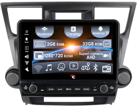 Highlander (2007-2014) - Navigatie dedicata Highlander 2007-2013 cu butoane rotative model 2024, 10 Inch, 2GB RAM 32GB ROM, Quadcore, Android 13, WiFi, Bluetooth, Magazin Play
