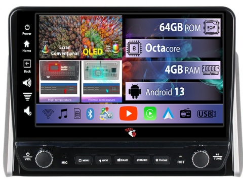RAV4 2018-2020 - Navigatie dedicata RAV4 2018-2020 cu butoane rotative model 2024, 4GB RAM 64GB ROM, Quadcore, Android 13, Display QLED 10", DSP, Carplay, Android Auto, Internet, Youtube, Waze, WIFI,