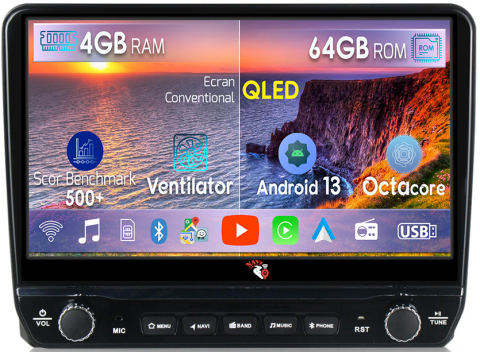 A3 2012-2018 - Navigatie dedicata Audi A3 cu butoane rotative model 2024, 4 GB RAM 64 ROM, Quadcore, Android 13, Display QLED, 9", DSP, Carplay, Android Auto, Internet, Youtube , Waze , WI-FI