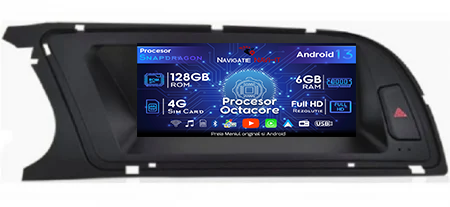 Navigatii Dedicate - Navigatie dedicata Audi A4 MMI3, Android 13, Wireless Carplay si Android auto 6GB RAM 128GB ROM, Octacore 2.0ghz, Display IPS 1280*720, 8.8 inch, Microfon Extern