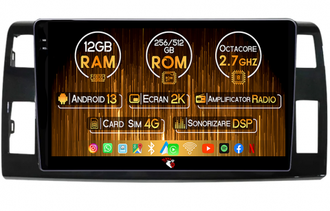 Previa - Navigatie dedicata Toyota Previa 2006-2019, 12GB RAM 256GB ROM, Android 13, Rezolutie 2K, Display QLED, 10.5", DSP, Carplay, Android Auto, Internet, Youtube, Waze, Wi Fi, USB